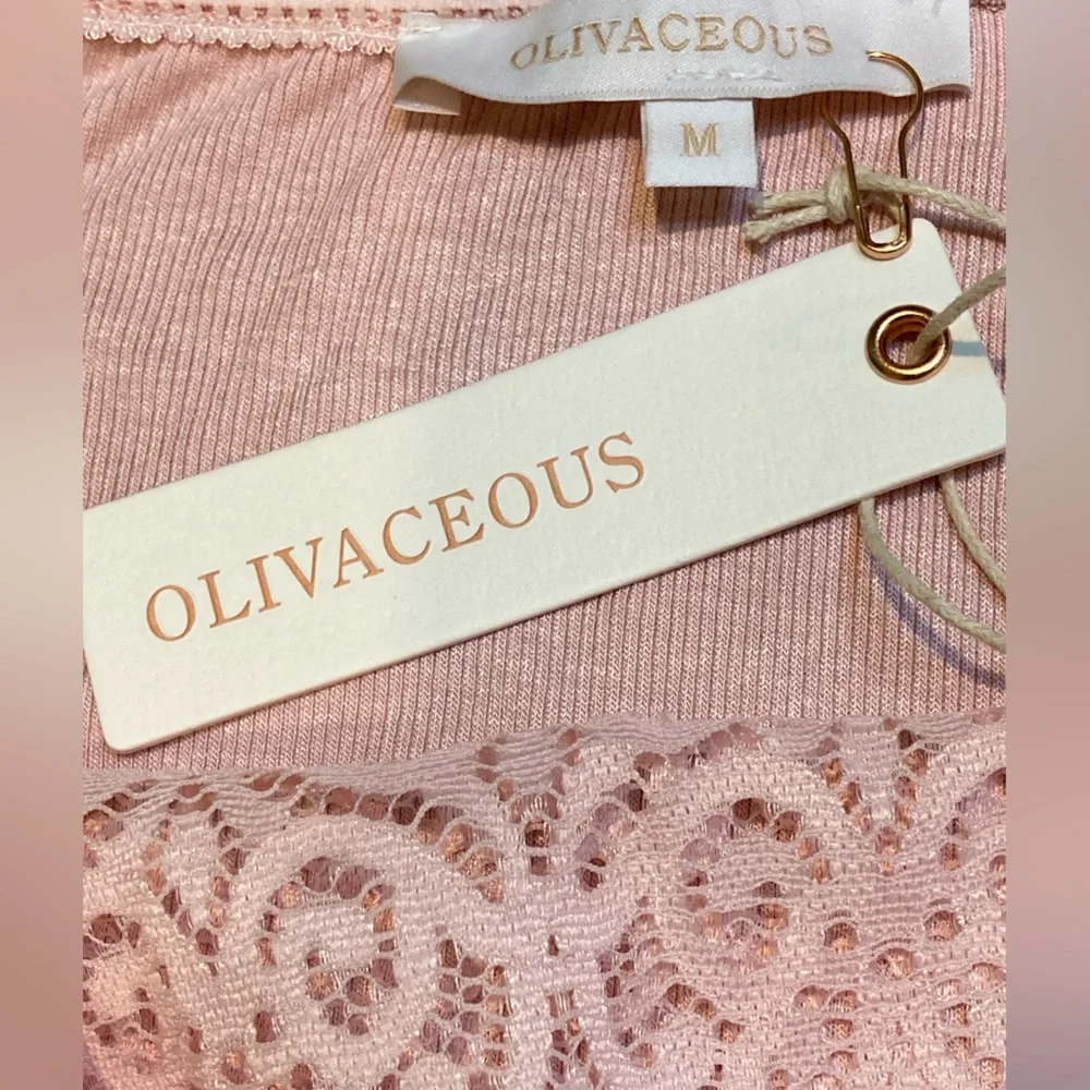 NWT Olivaceous Light Pink Longline Lace Bralette - Sz M